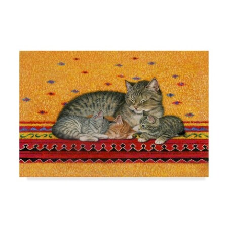 Janet Pidoux 'Mother And Kittens' Canvas Art,30x47